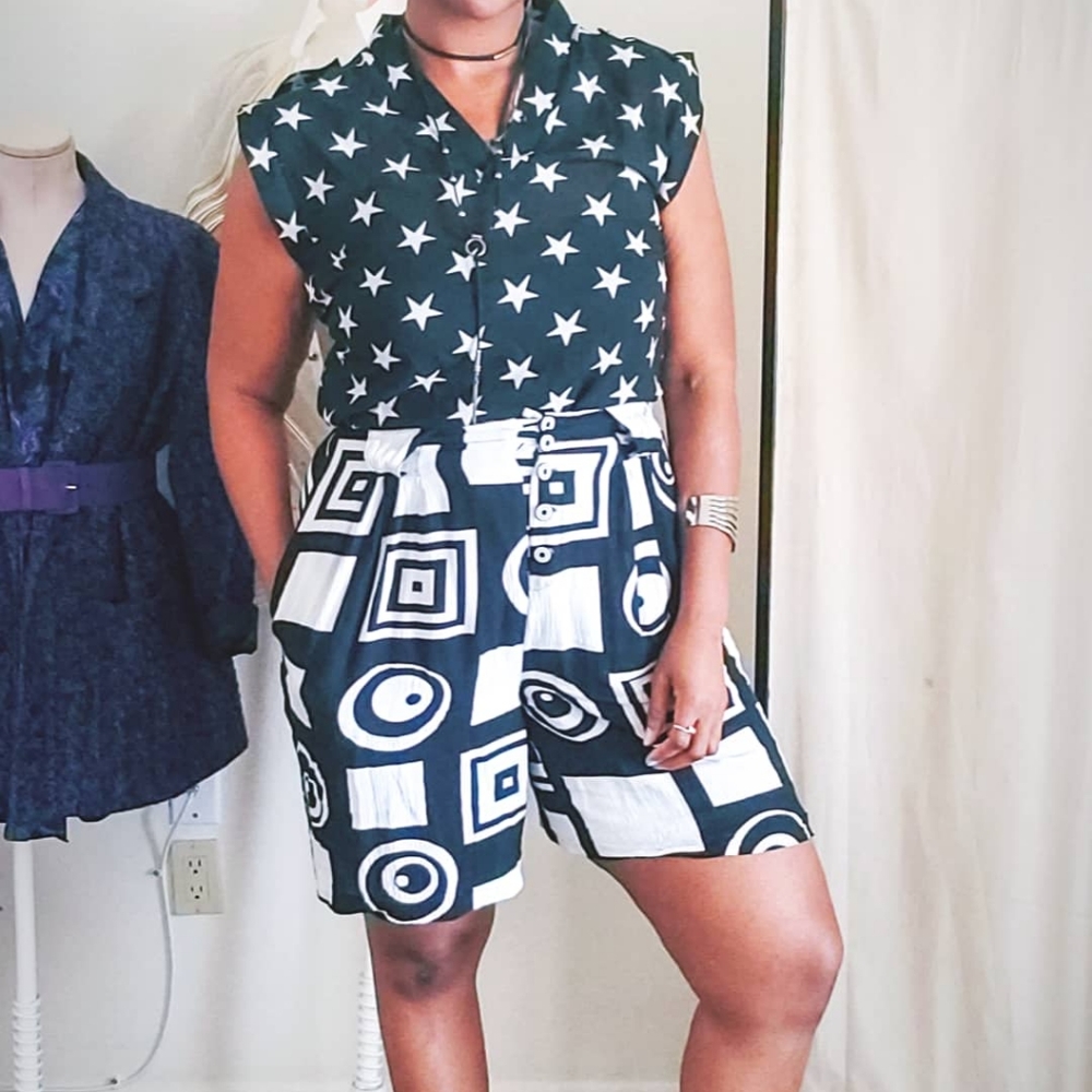 Antilia Femme Top V-Neck Blouse Sheer Stars